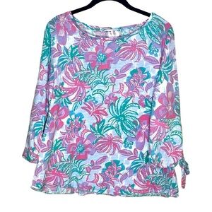 STELLA PARKER Tropical Tie Knot Sleeve Top